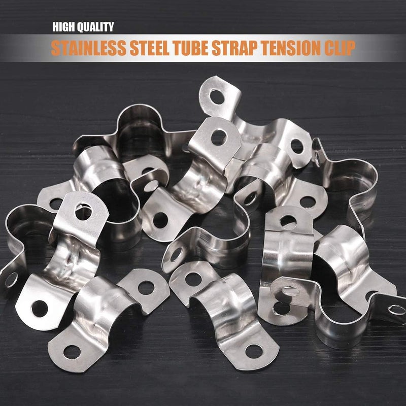 Keadic 30Pcs M16 Two Hole Strap U Bracket Tube Strap Tension Clips Stainless Steel Heavy Duty Rigid Pipe Strap Clamp, for Pipe Fixing on Various Surfaces and Support Structures - Image 3